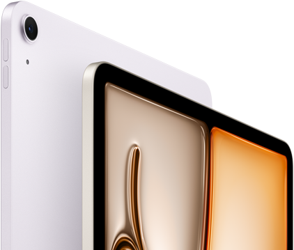 iPad Air, Purple colour, front exterior, back exterior, 12MP Wide back camera on top left corner