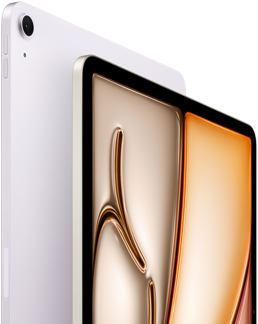 iPad Air, Purple colour, front exterior, back exterior, 12MP Wide back camera on top left corner