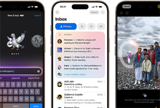 Apple Intelligence features on three different iPhone devices