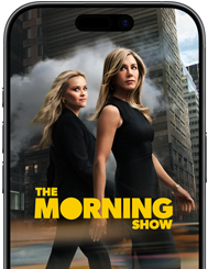 An iPhone 17 front screen showing the Apple TV+ series The Morning Show