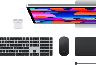 Mac accessories: AirPods, Studio Display, Magic Keyboard, Magic Mouse, Magic Trackpad, MagSafe charging cable