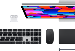 Mac accessories: AirPods, Studio Display, Magic Keyboard, Magic Mouse, Magic Trackpad, MagSafe charging cable