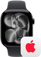 Apple Watch next to AppleCare+ logo