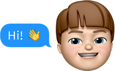 A memoji of a child next to a text message that says 