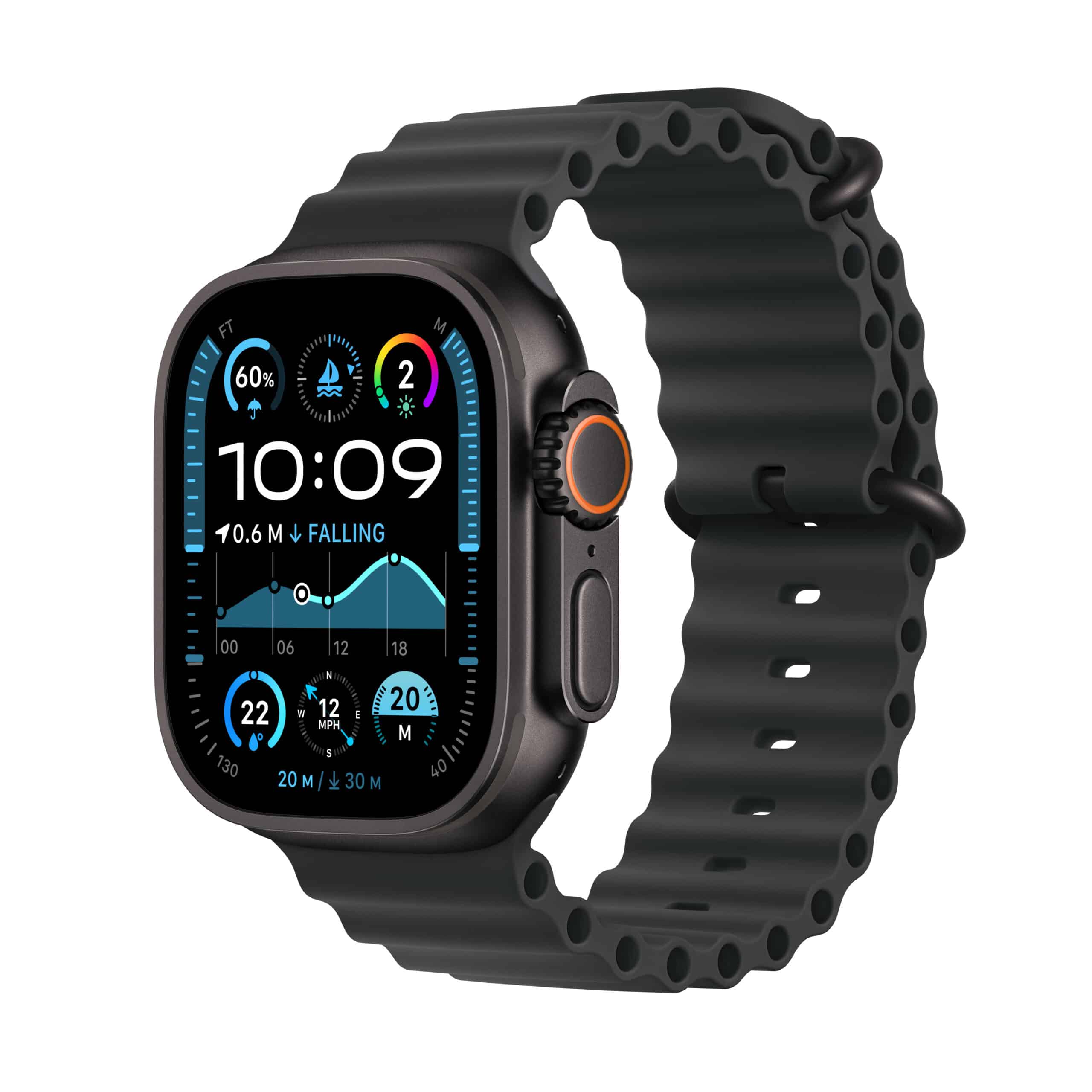Apple Watch Ultra 2 GPS + Cellular 49mm Black Titanium Case with Black Ocean Band | EXDEMO – GRADE B | NO ACCESSORIES OR ORIGINAL BOX INCLUDED | 12 MONTHS WARRANTY